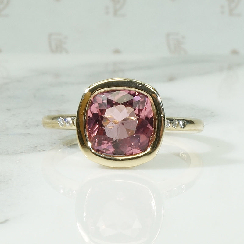 Cushion Cut Vintage Pink Tourmaline Ring by 720