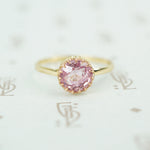 pink tourmaline in recycled 14k yellow gold ring
