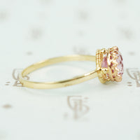 pink tourmaline in recycled 14k yellow gold ring side