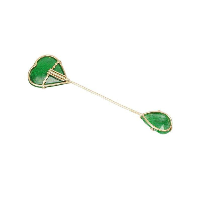 Jade Jabot pin in 18k Gold