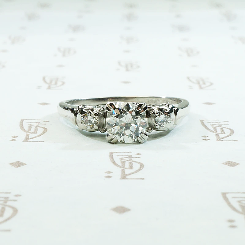 Timeless Transitional Cut Diamond Platinum Engagement Ring