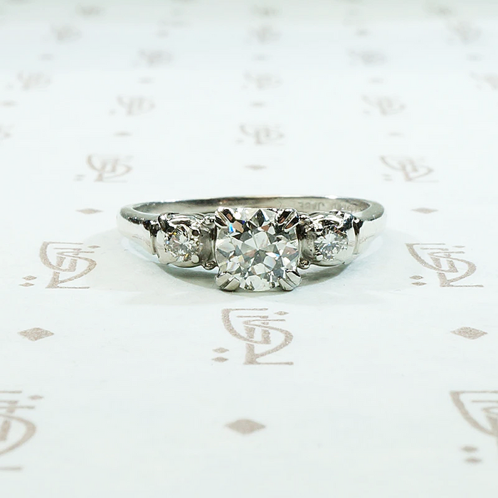 Timeless Transitional Cut Diamond Platinum Engagement Ring