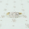 gorgeous east west platinum on yellow gold oec diamond clluster ring