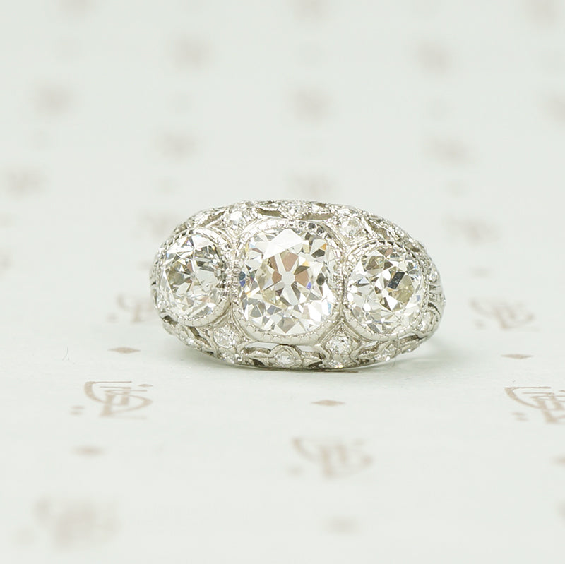 Edwardian Platinum and Diamond Dome Ring