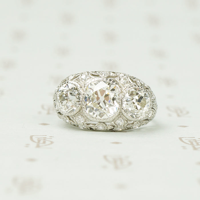 Edwardian Platinum and Diamond Dome Ring