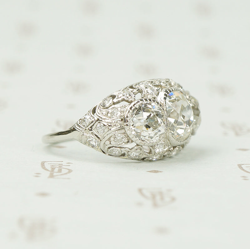 Edwardian Platinum and Diamond Dome Ring