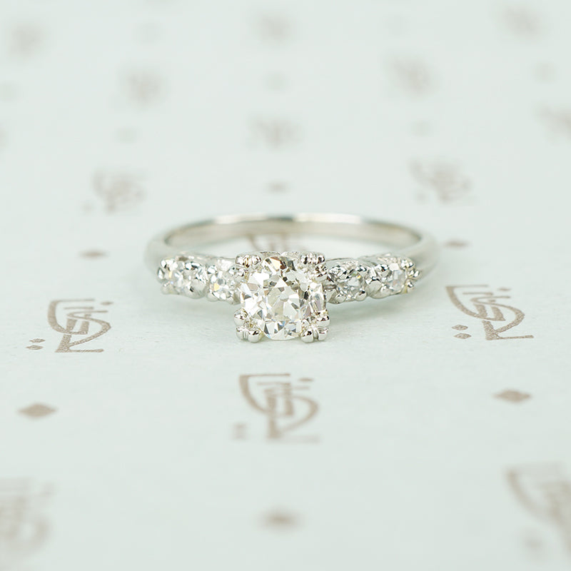 1940's platinum classic oec diamond engagement ring