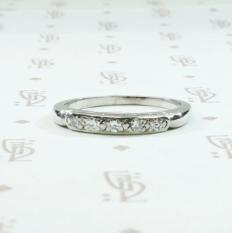 Five Diamond 1930s Wedding Band in Platinum