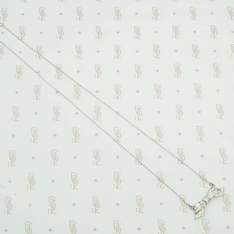 Edwardian Pavé Diamond Bow Necklace