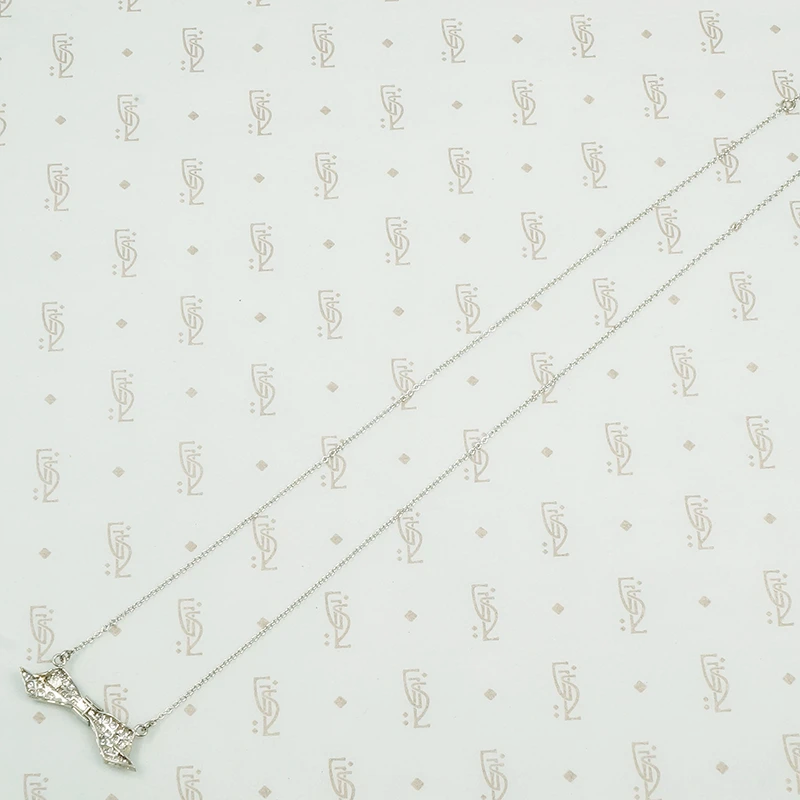 Edwardian Pavé Diamond Bow Necklace