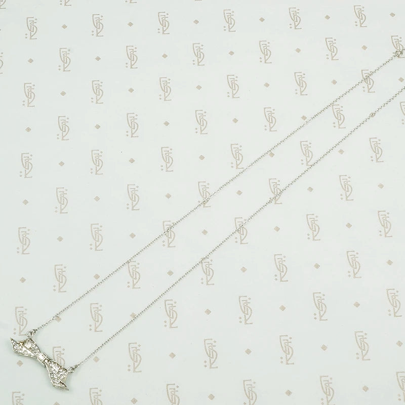 Edwardian Pavé Diamond Bow Necklace