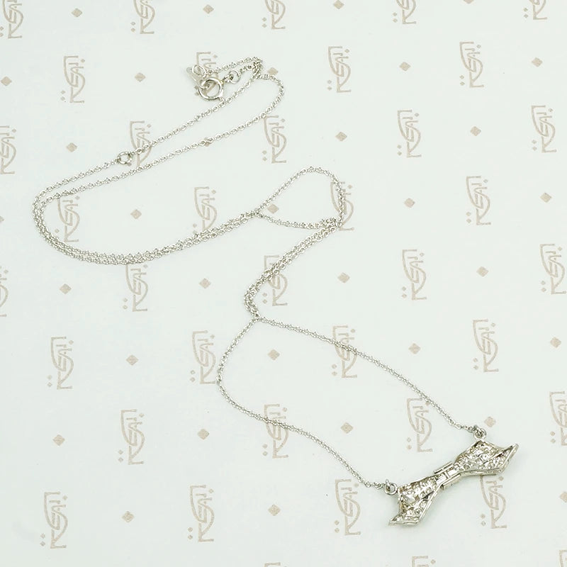 Edwardian Pavé Diamond Bow Necklace