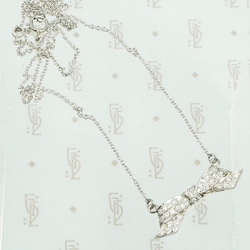 Edwardian Pavé Diamond Bow Necklace