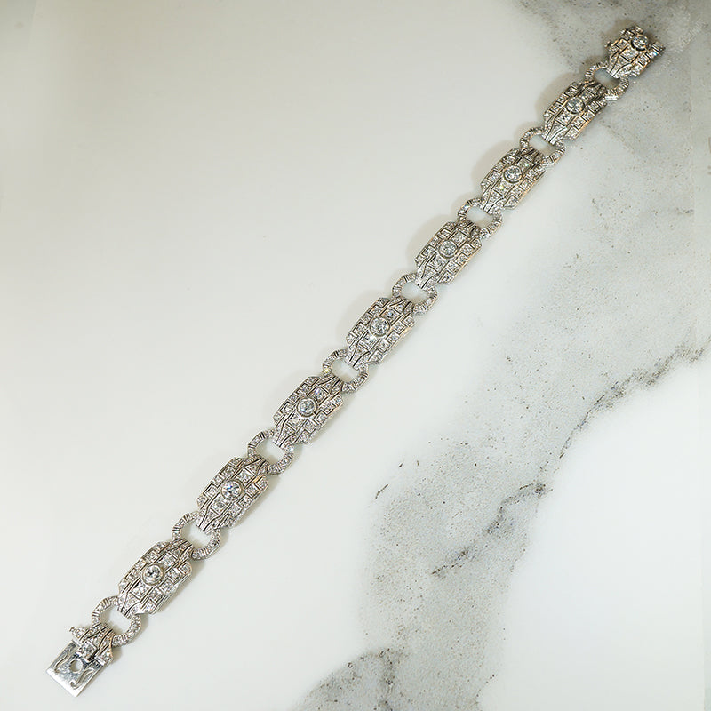 Exquisite Platinum and Diamond Art Deco Bracelet