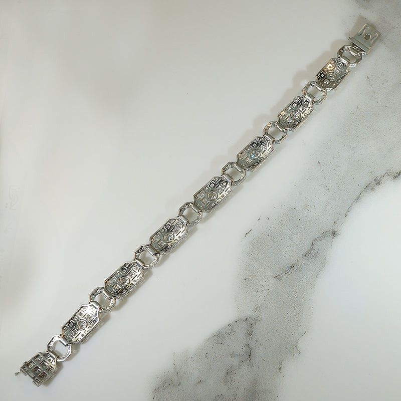 Exquisite Platinum and Diamond Art Deco Bracelet