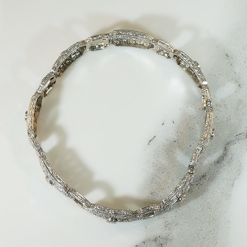Exquisite Platinum and Diamond Art Deco Bracelet