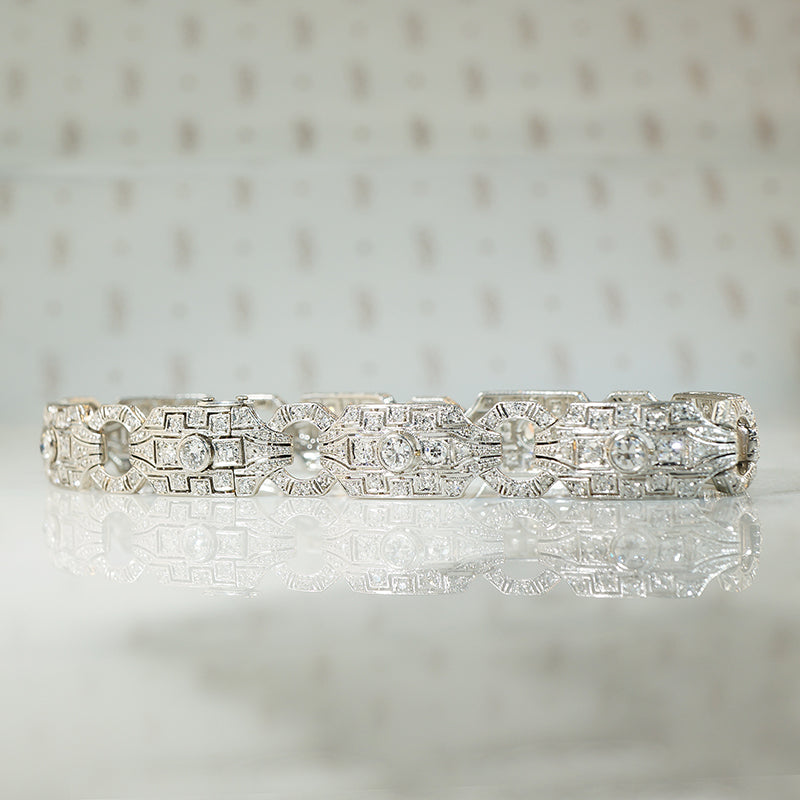 Exquisite Platinum and Diamond Art Deco Bracelet