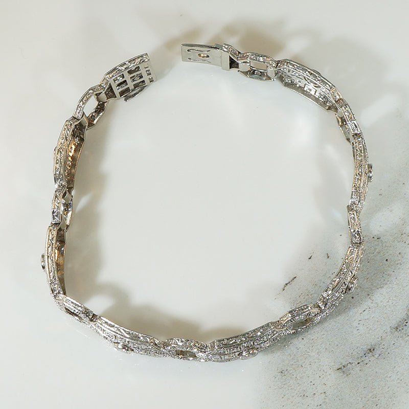 Exquisite Platinum and Diamond Art Deco Bracelet
