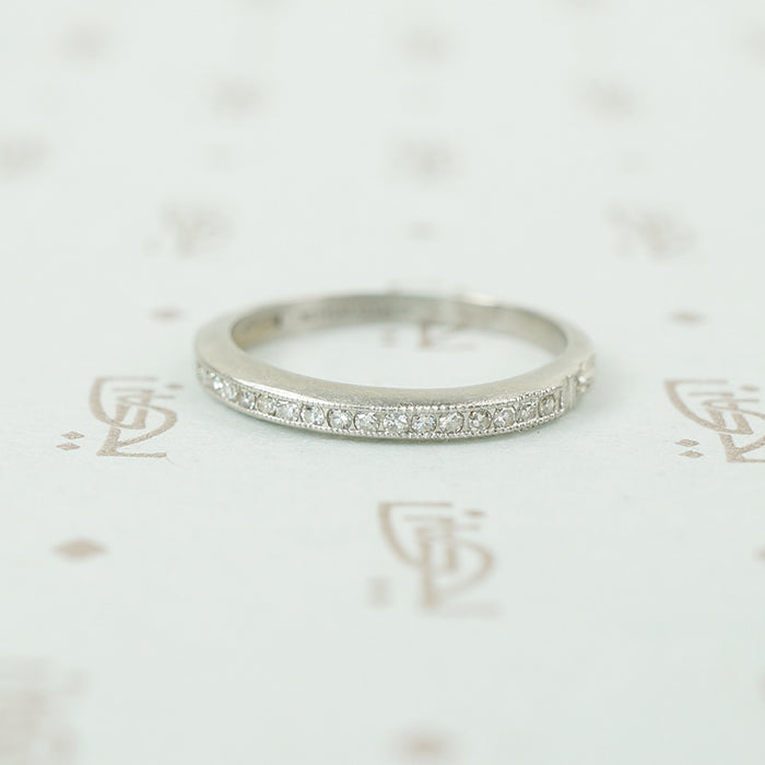 millgrain channel set diamond band platinum vintage