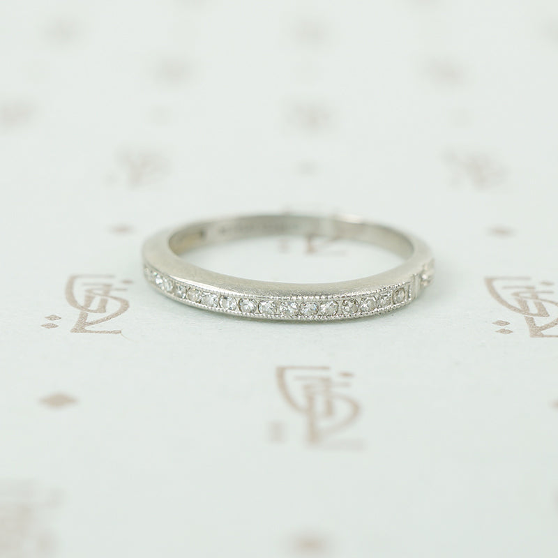 millgrain channel set diamond band platinum vintage