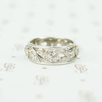 platinum open work wide eternity band vine and bud diamond set design 1920's