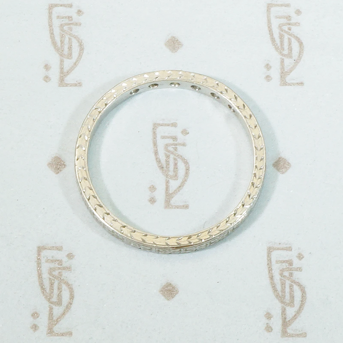 Arrows and Flowers a Platinum Deco Diamond Band