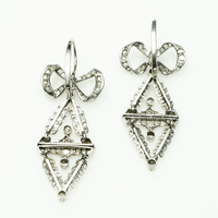 Edwardian Bow and Garland Pave set Rose Cut Diamond Earrings in Platinum
