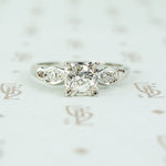 gorgeous white oec diamond in platinum 1940's engagement ring