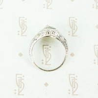 Edwardian Platinum Filigree Feather Ring top view