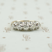 Platinum on 14k yellow gold 5 diamond band c1940
