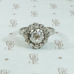 Vintage Platinum Halo Diamond Ring