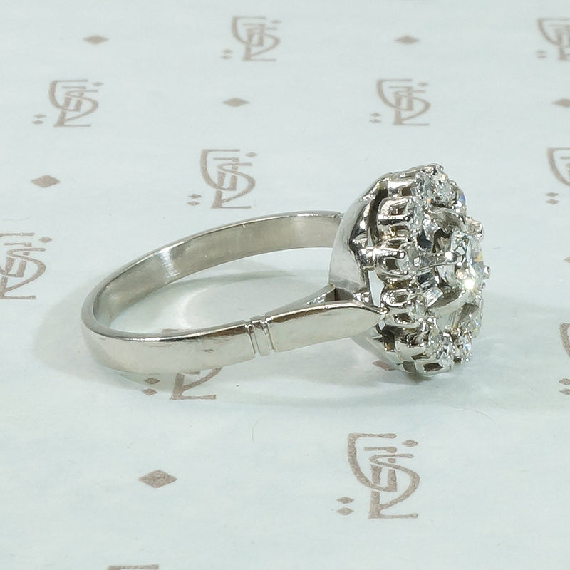 Vintage Platinum Halo Diamond Ring