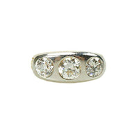 Platinum and Gold European Cut Diamond Gypsy Ring 2 tcw