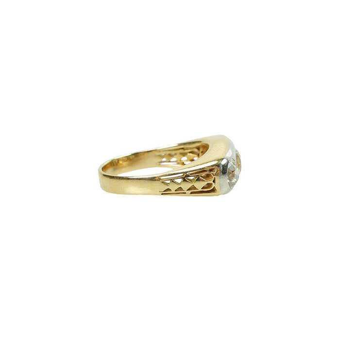 Platinum and Gold European Cut Diamond Gypsy Ring 2 tcw