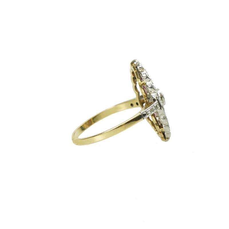 Platinum and 18k Yellow Gold Calibre Ruby and Diamond Ring