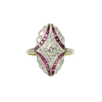 Platinum and 18k Yellow Gold Calibre Ruby and Diamond Ring