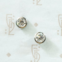 vintage oec diamond bezel set studs .61tcw