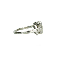 Side view of platinum and diamond ring