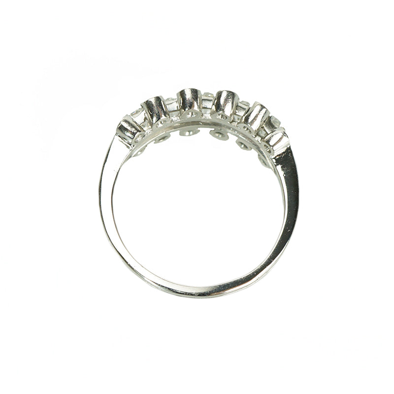 top view of platinum and diamond band
