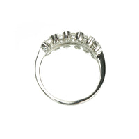 top view of platinum and diamond band