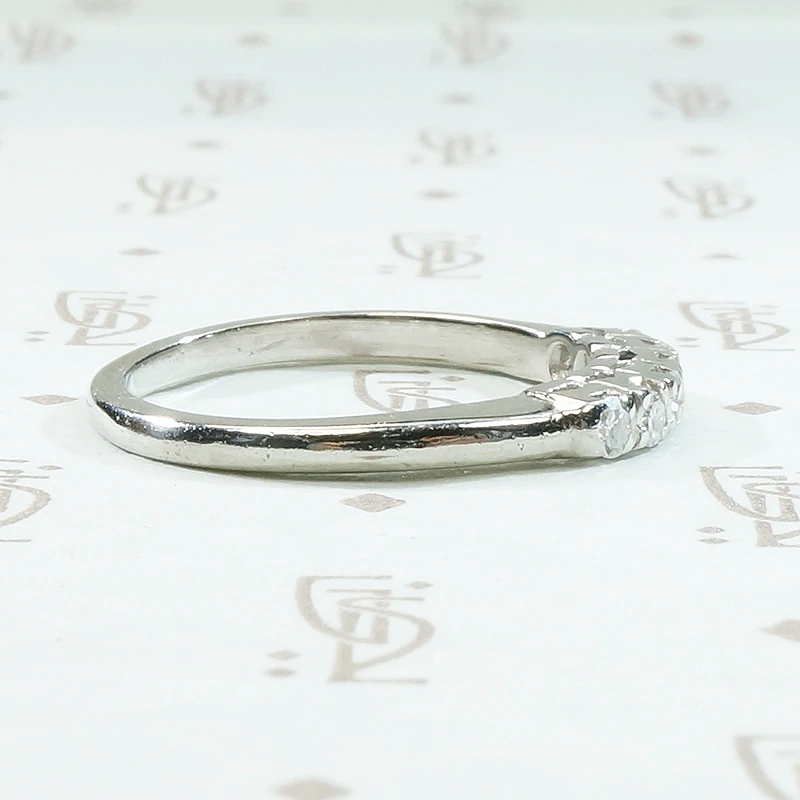 Pretty Platinum & Diamond Retro Wedding Band 