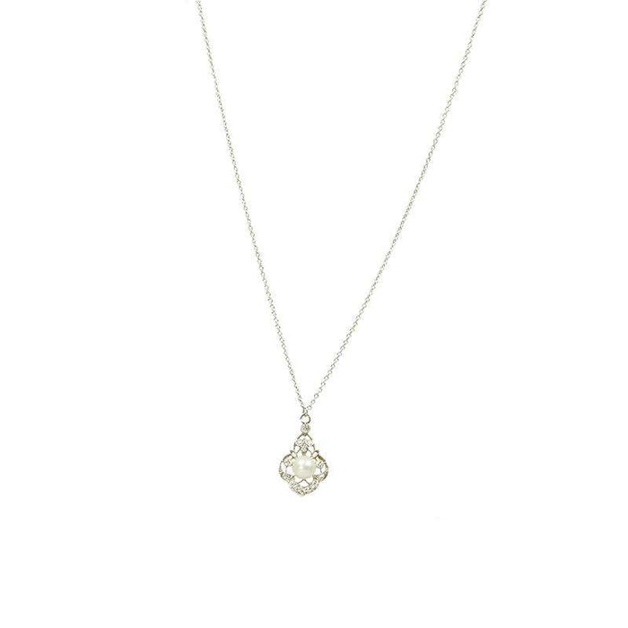 Edwardian Platinum Diamond and Pearl Necklace