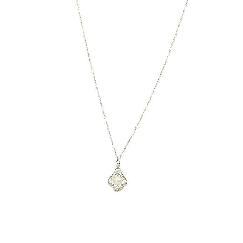 Edwardian Platinum Diamond and Pearl Necklace