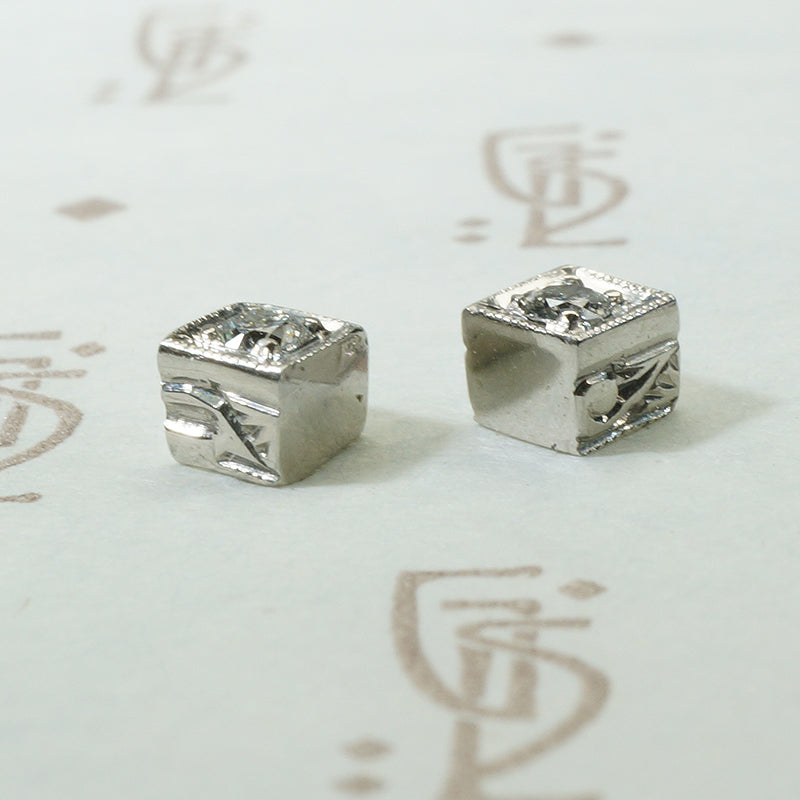 Square Platinum Deco Diamond Studs