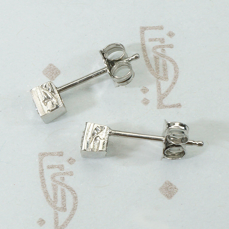 Square Platinum Deco Diamond Studs