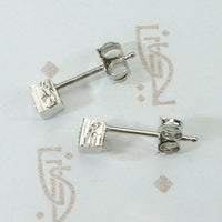 Square Platinum Deco Diamond Studs