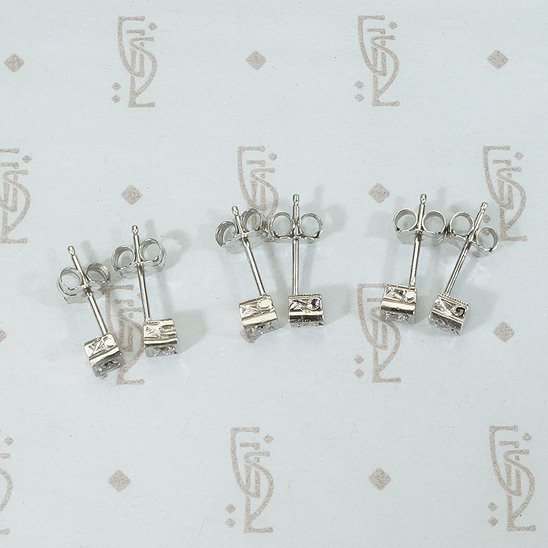 Square Platinum Deco Diamond Studs