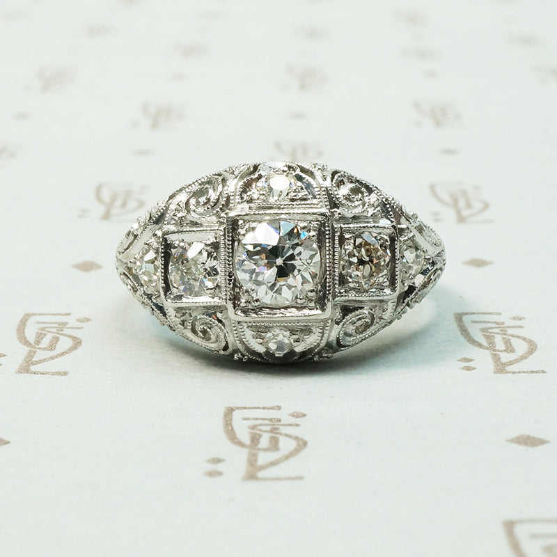 Edwardian Platinum Diamond Bombé Beauty