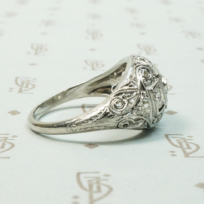 Edwardian Platinum Diamond Bombé Beauty