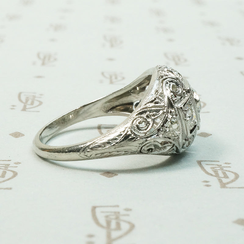 Edwardian Platinum Diamond Bombé Beauty